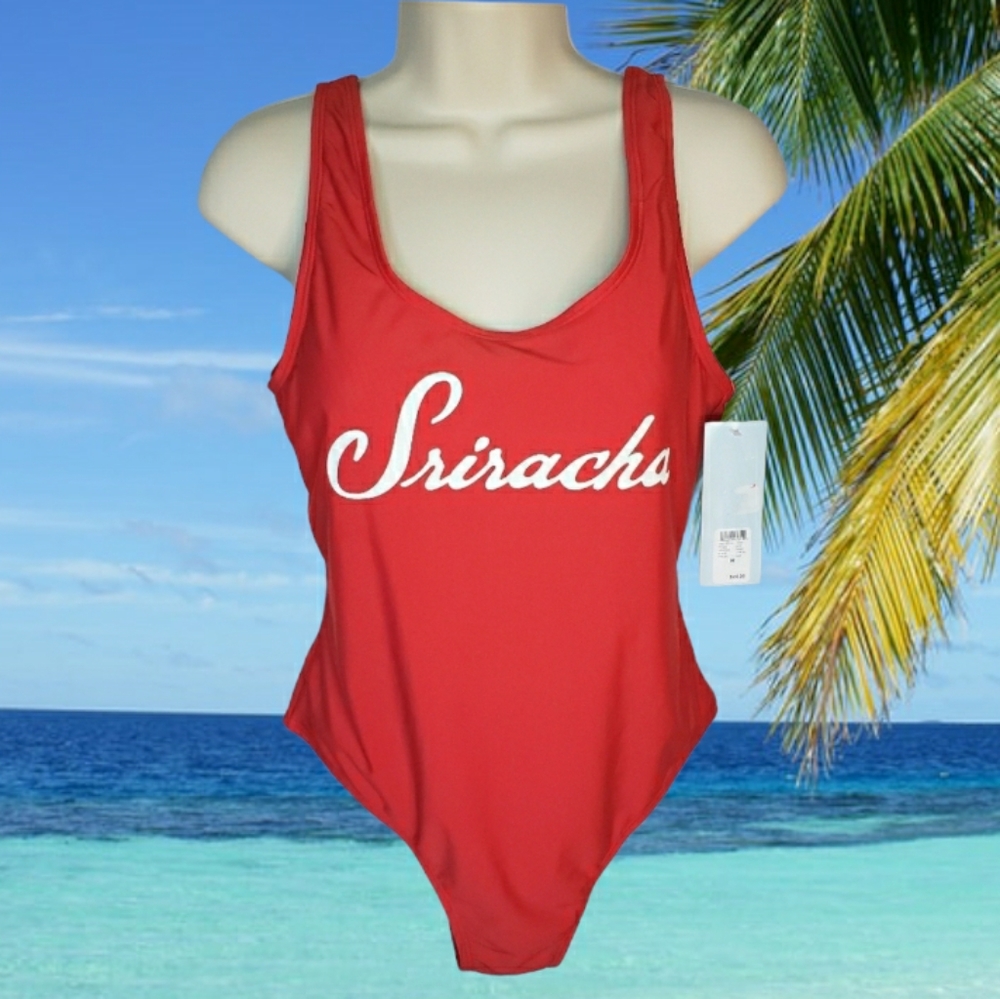 NWT Rue21 Sriracha Swim One Piece Red Open Backing